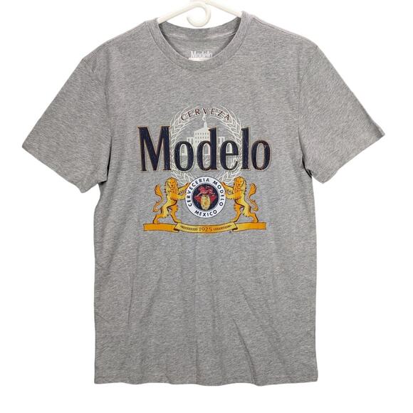 Modelo Beer shirt Mens Small Gray Beverage Cerveza Party Frat College Lion crest - Picture 1 of 7